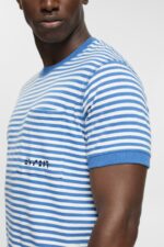 Esprit Striped knitted t-shirt Men Blue T-Shirts P0D0X899 - Image 3