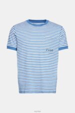 Esprit Striped knitted t-shirt Men Blue T-Shirts P0D0X899 - Image 5