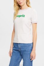 Esprit Striped logo t-shirt Women Lavender T-Shirts P0D0X538