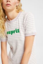Esprit Striped logo t-shirt Women Lavender T-Shirts P0D0X538 - Image 3