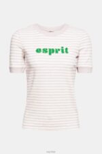 Esprit Striped logo t-shirt Women Lavender T-Shirts P0D0X538 - Image 5