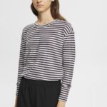 Esprit Striped long sleeve, 100% cotton Women Anthracite Long Sleeve P0D0X250