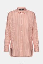 Esprit Striped poplin blouse Women Orange Red Blouses P0D0X349 - Image 5