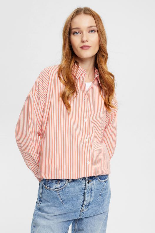 esprit_striped_poplin_blouse_women_orange_red_blouses_p0d0x349.jpg Esprit Striped poplin blouse Women Orange Red Blouses P0D0X349 - Image 1