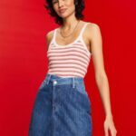Esprit Striped Ribbed Tank Top Women Pastel Pink Tank P0D0X103