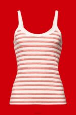 Esprit Striped Ribbed Tank Top Women Pastel Pink Tank P0D0X103 - Image 5