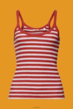 Esprit Striped Ribbed Tank Top Women Terracotta Tank P0D0X104 - Image 5