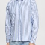 Esprit Striped shirt Men Blue Shirts P0D0X873