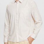 Esprit Striped shirt Men Cream Beige Shirts P0D0X871