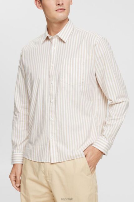 Esprit Striped shirt Men Cream Beige Shirts P0D0X871