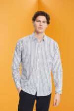 Esprit Striped shirt Men White Shirts P0D0X786