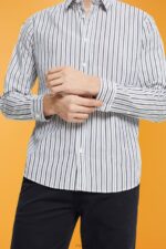 Esprit Striped shirt Men White Shirts P0D0X786 - Image 3
