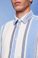 Esprit Striped short sleeve shirt, 100% cotton Men Bright Blue Shirts P0D0X612 - Image 3