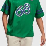 Esprit Striped sleeve graphic print tee Men Emerald Green T-Shirts P0D0X806
