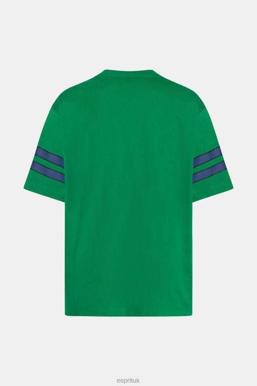 Esprit Striped sleeve graphic print tee Men Emerald Green T-Shirts P0D0X806 - Image 5