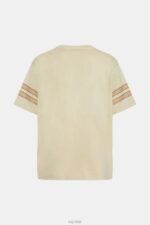 Esprit Striped sleeve graphic print tee Men Light Beige T-Shirts P0D0X805 - Image 5
