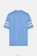 Esprit Striped sleeve graphic print tee Men Light Blue Lavender T-Shirts P0D0X807 - Image 5