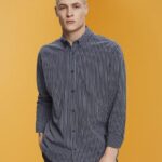 Esprit Striped sustainable cotton shirt Men Navy Shirts P0D0X706