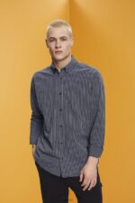 Esprit Striped sustainable cotton shirt Men Navy Shirts P0D0X706