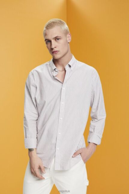 Esprit Striped sustainable cotton shirt Men Toffee Shirts P0D0X705