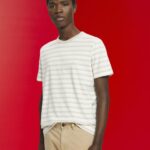 Esprit Striped sustainable cotton t-shirt Men Light Taupe T-Shirts P0D0X704