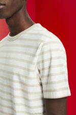 Esprit Striped sustainable cotton t-shirt Men Light Taupe T-Shirts P0D0X704 - Image 3