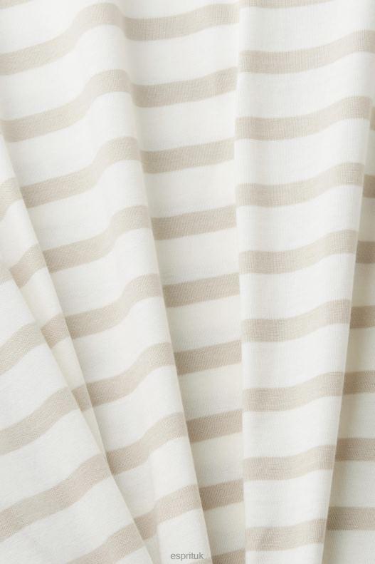 Esprit Striped sustainable cotton t-shirt Men Light Taupe T-Shirts P0D0X704 - Image 4