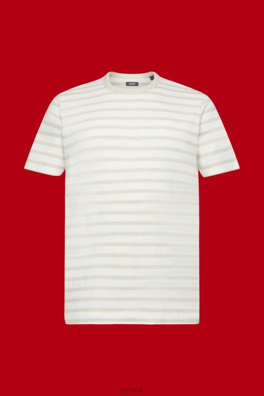 Esprit Striped sustainable cotton t-shirt Men Light Taupe T-Shirts P0D0X704 - Image 5