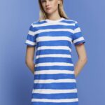 Esprit Striped T-Shirt Dress Women White Dresses P0D0X182