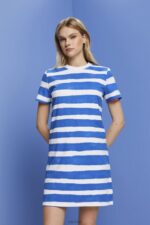 Esprit Striped T-Shirt Dress Women White Dresses P0D0X182