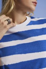 Esprit Striped T-Shirt Dress Women White Dresses P0D0X182 - Image 3