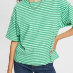 Esprit Striped T-shirt Women Green T-Shirts P0D0X373