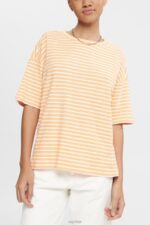 Esprit Striped T-shirt Women Peach T-Shirts P0D0X372