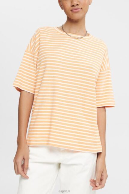 Esprit Striped T-shirt Women Peach T-Shirts P0D0X372