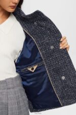 Esprit Structured Woven Jacket Women Navy Jackets P0D0X20 - Image 3