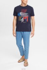 Esprit Sustainable cotton illustration t-shirt Men Navy T-Shirts P0D0X940 - Image 2