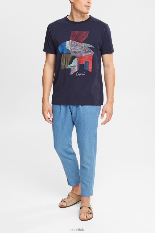 Esprit Sustainable cotton illustration t-shirt Men Navy T-Shirts P0D0X940 - Image 2