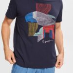 Esprit Sustainable cotton illustration t-shirt Men Navy T-Shirts P0D0X940