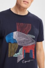 Esprit Sustainable cotton illustration t-shirt Men Navy T-Shirts P0D0X940 - Image 3