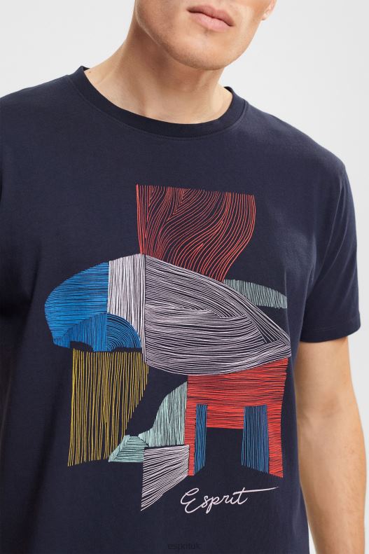Esprit Sustainable cotton illustration t-shirt Men Navy T-Shirts P0D0X940 - Image 3