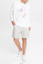 Esprit Sustainable cotton illustration t-shirt Men White T-Shirts P0D0X939 - Image 2