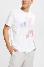 Esprit Sustainable cotton illustration t-shirt Men White T-Shirts P0D0X939