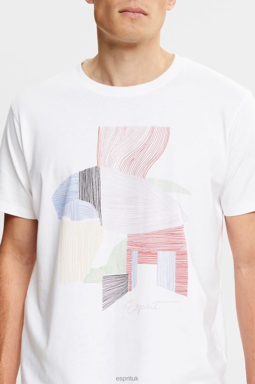 Esprit Sustainable cotton illustration t-shirt Men White T-Shirts P0D0X939 - Image 3