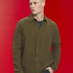 Esprit Sustainable cotton muslin shirt Men Khaki Green Shirts P0D0X756