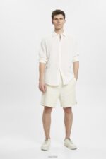 Esprit Sustainable cotton muslin shirt Men Off White Shirts P0D0X755 - Image 2