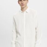Esprit Sustainable cotton muslin shirt Men Off White Shirts P0D0X755
