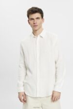 Esprit Sustainable cotton muslin shirt Men Off White Shirts P0D0X755