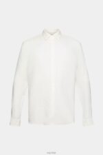 Esprit Sustainable cotton muslin shirt Men Off White Shirts P0D0X755 - Image 5