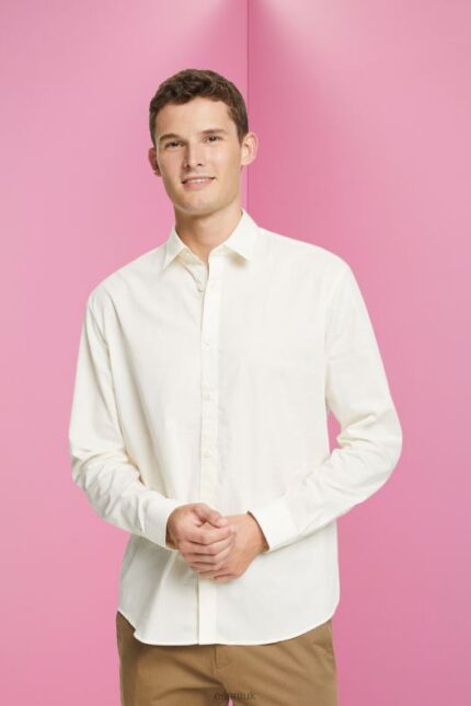 Esprit Sustainable cotton shirt Men Off White Shirts P0D0X831