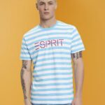 Esprit Sustainable cotton striped T-shirt Men Blue T-Shirts P0D0X743